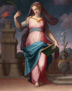 Saint Barbara (St Barbara) - ジョルジョ・ヴァザーリ (1511-1574) の絵画、キャンバスに油彩
