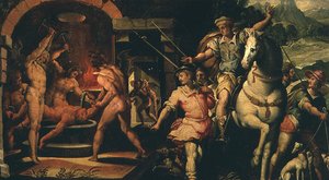 ユーゴー伯爵のビジョン（キャンバスに油彩） 作： Giorgio Vasari