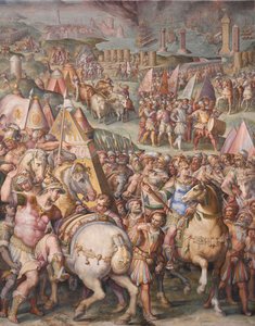 皇帝マクシミリアンが1568-1571年に包囲されたリボルノを持ち上げる 作： Giorgio Vasari