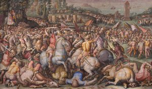 Torre San Vincenzoでのピサンの敗走、1568-1571 作： Giorgio Vasari
