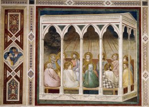 聖霊降臨祭（ジョット作「キリストの生涯と受難」の詳細 作： Giotto (c.1266 1337)