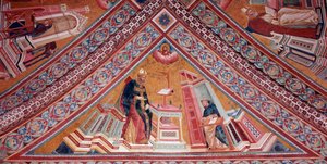 教会の神学者たちヒッポの聖アウグスティヌス（フレスコ画 作： Giotto (c.1266 1337)
