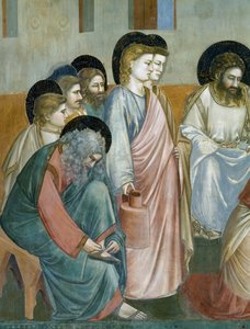 足を洗う場面（ジョット作「キリストの生涯と受難」より抜粋 作： Giotto (c.1266 1337)