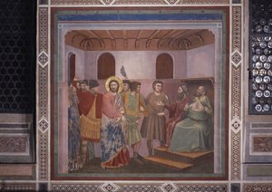 カイアファの前のキリスト（Cristo davanti a Caifa）、ジョット作 作： Giotto (c.1266 1337)