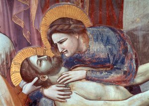 キリストの嘆き、処女のディテール（フレスコ画 作： Giotto (c.1266 1337)