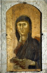 マドンナ。金地に描かれた聖母の肖像。1290年頃、ジョット・ディ・ボンドーネ（1267木にテンペラ。サイズ：81.5 x 41 cm。ボルゴ・サン・ロレンツォ、ピエーヴェ。
1610 作： Giotto (c.1266 1337)