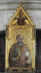 聖ヨハネ - 木に油彩 作： Giotto (c.1266 1337)