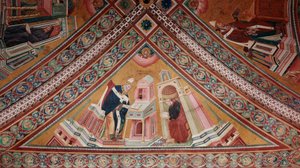 教会の神学者たち聖アンブローズ（フレスコ画 作： Giotto (c.1266 1337)