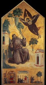 聖フランシスコの聖痕 - 木にテンペラ、1295年～1300年頃 作： Giotto (c.1266 1337)