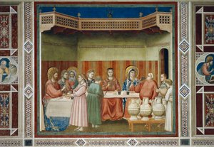 カナの婚礼」（ジョット作「キリストの生涯と受難」より詳細 作： Giotto (c.1266 1337)