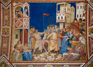 ジョット・ディ・ボンドーネ(1267-1337)のフレスコ画「罪なき者たちの大虐殺 作： Giotto (c.1266 1337)