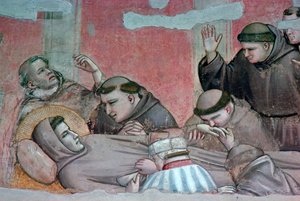 聖フランチェスコの死のフレスコ画、14 世紀 作： Giotto