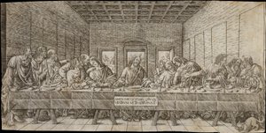スパニエルとの最後の晩餐、約。 1500。 作： Giovan Pietro Birago