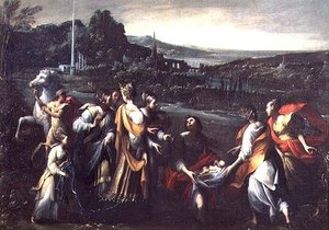 モーゼの発見」（油彩・キャンバス 作： Giovanni Donducci