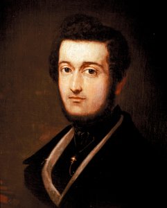 愛国者で音楽家のピエロ・マロンチェッリ（1795-1846）の肖像 ジョヴァンニ・カルノヴァリ・ディット・イル・ピッキオ（1804-1873）の絵画 1839年 ローマ、リソルジメント博物館 作： Giovanni Carnovali