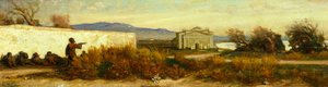 ニノ・コスタ（1826-1903）ことジョヴァンニの作品で、寺院の近くにいるトルコ人。 作： Giovanni Costa