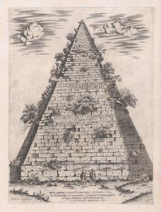 ローマの壮大さの鏡: カイウス ケスティウスのピラミッド、1582., 1582. 作： Giovanni Ambrogio Brambilla
