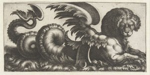背中に鞍のようなものがある有翼アザラシ 海の怪物とフリーズ (シリーズ タイトル) 作： Giovanni Andrea Maglioli