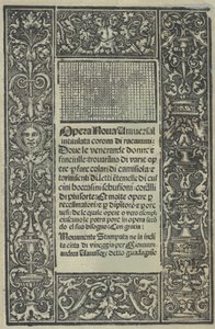 Opera Nova Universali というタイトルの Corona di racammi、タイトル ページの直訳、[1530]。 作： Giovanni Andrea Vavassore