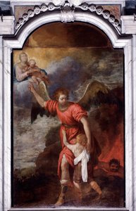 守護天使 ジョヴァンニ・アンドレア・デ・フェラーリ（1598年頃～1669年）の絵画 イタリア・サンタ・マルゲリータ・リグレ、キエサ・ディ・サンタ・マルゲリータ 作： Giovanni Andrea di Ferrari