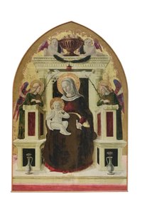 天使を従えた聖母子像、1455-60年頃（クスピダート・パネル） 作： Giovanni Angelo d
