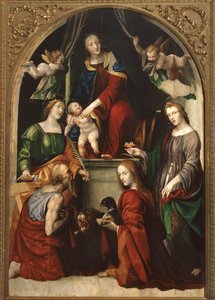 聖人の間のマドンナと子供と天使ジェローム、アレクサンドリアのキャサリン、ルーシーと伝道者のジョン、1513年 作： Giovanni Antonio Bazzi Sodoma