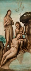 1500年以降にガラテアとアシスを発見したポリュペーモス（キャンバスに油彩） 作： Giovanni Antonio Bazzi Sodoma