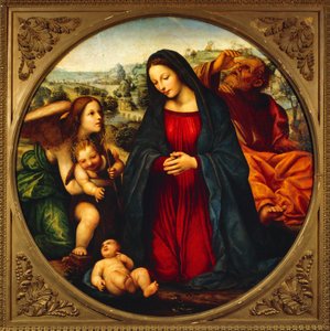ソドムとして知られるジョヴァンニ・アントニオ・バッツィによる聖家族（1477-1549） 作： Giovanni Antonio Bazzi Sodoma