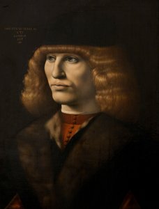 若い男の肖像」1500年頃（パネルに油彩 作： Giovanni Antonio Boltraffio
