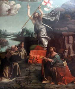 ノブラックとルシアの聖レナードによるキリストの復活 作： Giovanni Antonio Boltraffio