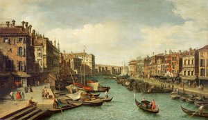 1730年頃、ヴェネツィアリアルト橋近くの大運河 作： Giovanni Antonio Canal