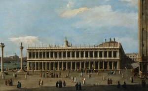ドゥカーレ宮殿からの図書館とピアツェッタ、ヴェネツィア、 作： Giovanni Antonio Canal