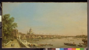 セントポールに向けたサマセットハウスのテラスからのテムズ川、1750年頃 作： Giovanni Antonio Canal
