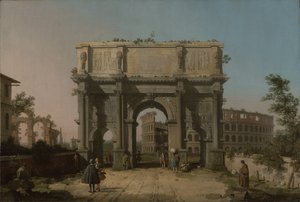 コロッセオとコンスタンティヌスの凱旋門の眺め、1742年5月 作： Giovanni Antonio Canal