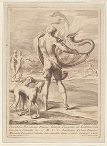 巻貝を吹く裸の男 作： Giovanni Antonio Faldoni after Parmigianino