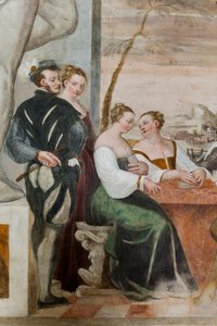 カードゲーム、メインホール、1570年頃（フレスコ画）