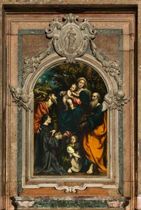 聖カタリナの祭壇、聖フィリッポとヤコブの間の聖母子と寄贈者ジャコモ・スキッツィ、イル・ポルデノーネ 1522年 作： Giovanni Antonio Pordenone