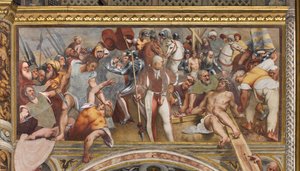 中央通路、第1南スパン、十字架に釘付けされたキリスト、ポルデノーネの 作： Giovanni Antonio Pordenone
