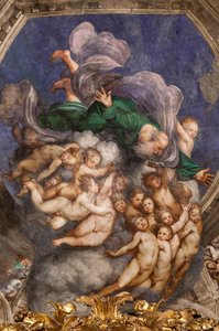 天使の中の創造主としての神、1529年頃（フレスコ画） 作： Giovanni Antonio Pordenone
