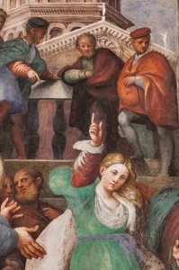 哲学者との聖カタリナの論争、1530-32（フレスコ画）（3601450の詳細） 作： Giovanni Antonio Pordenone