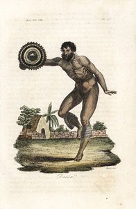 Homem tatuado nu do Havaí (Ilhas Sandwich) dançando para o Capitão James Cook 作： Giovanni Antonio Sasso