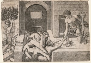 人類の救出の寓意：ヴィルタスデセルタ、c。 1500-1505。 作： Giovanni Antonio da Brescia
