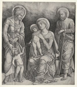聖エリザベトと幼い洗礼者聖ヨハネのいる聖家族 作： Giovanni Antonio da Brescia