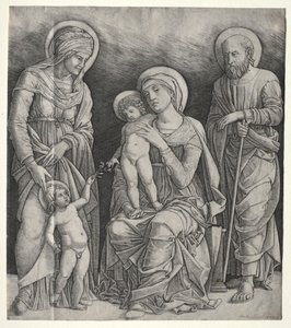 聖エリザベスと幼児洗礼者聖ヨハネとの聖家族c。 1500。 作： Giovanni Antonio da Brescia