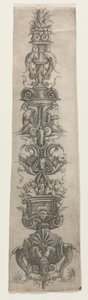 仮面、キューピッドとネレイドたちによる直立アラベスク 作： Giovanni Antonio da Brescia