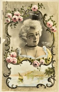 ポストカードです。ミュージックホール・アーティスト、アンナ・ヘルドの肖像 作： Phillipe de Marlier