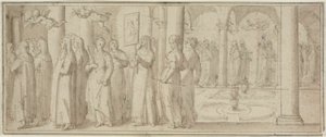 男性聖人を称える修道女と初心者の行列 作： Giovanni Balducci