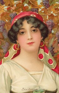 ブドウのつるを持つシチリアの女性の肖像 (リソ色)