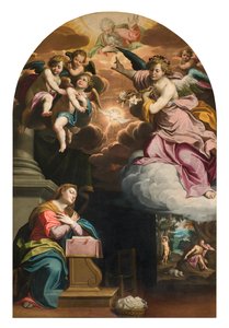 南トランセプト、受胎告知の祭壇、ジョヴァンニ・バッティスタ・トロッティ作の祭壇画（「イル・マロッソ」として知られる）1594年 作： Giovanni Battista Trotti