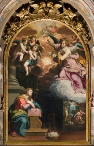 南トランセプト、受胎告知の祭壇、ジョヴァンニ・バッティスタ・トロッティ作の祭壇画（イル・マロッソとして知られる）1594年 作： Giovanni Battista Trotti